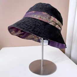 Berets delicado impressão pescador chapéu feminino de alta qualidade nuvem gaze viseira elegante temperamento bacia todos os chapéus de moda