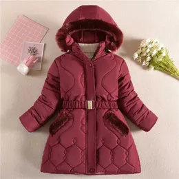 Daunenmantel 5 6 8 10 12 Jahre Winter Mädchen Jacke Neu Warm Halten Pelzkragen Prinzessin Mantel Mit Kapuze Reißverschluss Oberbekleidung Geburtstagsgeschenk Kinderkleidung J231013