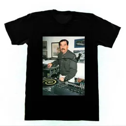 Herr t-shirts modemärke toppar manliga tshirt män dj saddam hussein t-shirt technics 1200 irak house edm hip hop bomull tees329z