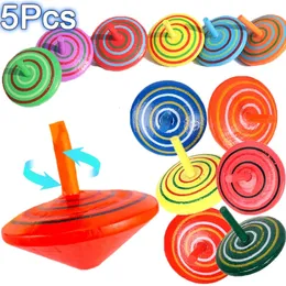 Spinning Top 5Pcs Wood Gyro Toys for Children Desktop Spinning Top Toys Wooden Relief Stress Gyroscope Toy Kids Adult Birthday Party Gifts 231013