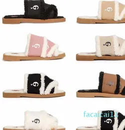 Schriftzug Wolle Winter Fell Hausschuhe Designer Frauen Slides Damen flauschige pelzige warme Buchstaben Sandalen bequeme Fuzzy Girl Flip Flop Slipper