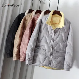 Women's Down Parkas Schinteon Women Ultra Light White Duck Jacket Stand Collar Simple Korean Style Autumn Winter Outwear 2023 231013