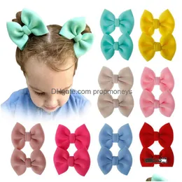Hair Accessories Ins 18Color 3Inch Hair Bows Girls Clips 2Pcs/Pairs Baby Bb Clip Cute Barrettes Designer Accessories Baby, Kids Matern Dhxnl
