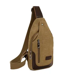 Canvas convenient chest bag Simple retro wear-resistant large capacity crossbody bag multi-layer casual chest bag