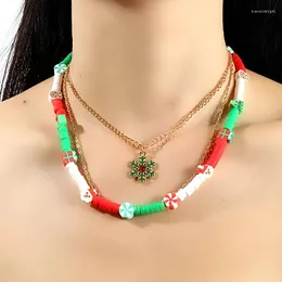 Choker Bohemian z koralikami Naszyjnik Śliczne miękkie gliniane koraliki Sain Clavicle Sain Multi-Wayer Snowman Wiselan Ręcznie