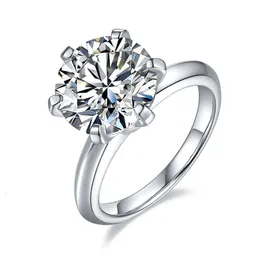 Designers para mulheres D cor 5 quilates super luxo Mosan anel feminino clássico seis garras 925 prata esterlina banhado a ouro 18k anel de diamante presente de casamento de noivado