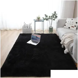 Carpets Carpets Black Solid Color Shaggy For Living Room Bedroom Modern Plush Floor Fluffy Mats Kids Faux Fur Area Rug Non-Slip Mat Ho Dh3Oz