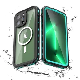 Custodia per telefono Vogue trasparente magnetica resistente alla neve di lusso per iPhone 15 Plus 14 13 Pro Max Cordino Sport all'aria aperta Protezione completa Paraurti morbido Armatura robusta Guscio trasparente