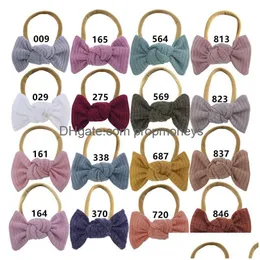 Cartoon Accessories New 3Inch Cotton Ribbed Bows Nylon Baby Headband Solid Hair Bow With For Kid Girls Headwear Baby, Kids Maternity C Dhfzq