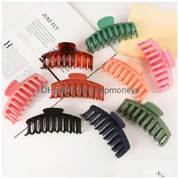 Hårtillbehör Solid Color Big Hair Claws Clips Acrylic Hair Clips Frosted Hairn Pin for Women Girl Headwear Accessories Baby, Kids Mat Dhadx