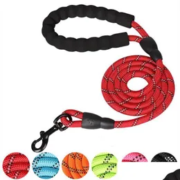 Dog Collars Leashes Reflective Leash Nylon Rope Pet Running Tracking 1.5M Long Handle Durable Lead Dogs Mountain Climbing Homefavor Dh8Zg