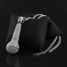 Mens Iced Out Necklace Fashion Microphone Pendant Hip Hop Jewelry Gold Cuban Chain Necklaces239u