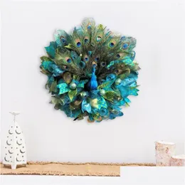 Ghirlande Di Fiori Decorativi Ghirlanda Di Pavone Decorazione Artificiale Parete 45Cm Outdoor Indoor Casa Rotonda Ghirlanda Drop Delivery Home Garden Fest Dhtno