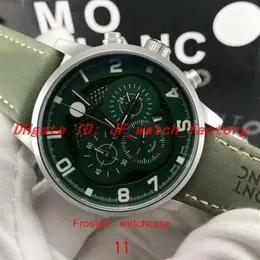 Nowi mężczyźni oglądają wielofunkcyjny ruch chronografu Kwarc Fabused Frosted Stael Stael Case Green Dial All Work Flyback Wristw2859