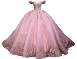 Puffy quinceanera klänningar prinsessan älskling från axel kristallboll klänning med tyll snörning plus size sweet 15 16 långa prom party födelsedag vestidos de 15 anos