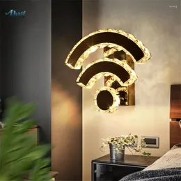 Lampada da parete moderna a led creativa forma wifi K9 cristallo in acciaio inossidabile per corridoio soggiorno decorazioni per la casa camera da letto