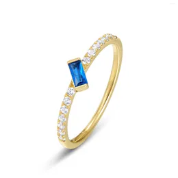 Clusterringe ALLNOEL Solides 14K 585 Gelbgold für Frauen Natürlicher blauer Spinell Weißer Zirkon Hochzeitstag Geschenke Trendiger feiner Schmuck