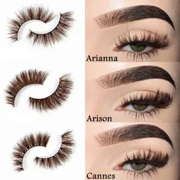 Falska ögonfransar asiteo 3D Real Mink Lashes Wholesale Natural Brown Colored Makeup Thick Long Black Extension Supplies 231013