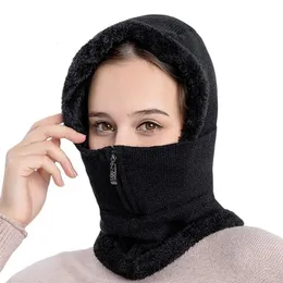 Beanieskull Caps 2in1 Women Winter Hood Neck Warmer Fleece Foded