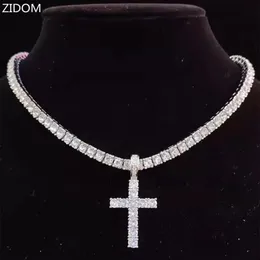 Tasarımcılar Kolyeler Küba Bağlantı Altın Zincir Zincirleri 4mm Zirkon Tenis Zinciri Buzlu Bling303D ile Çapraz Kolye