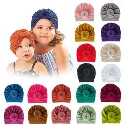 Acessórios de cabelo moda mamãe e bebê algodão redondo bola flor chapéu mulheres bonés meninas nascido turbante nó crianças adulto headwear