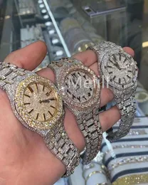 Luxury Moissanite Diamond Watch mrożone na zewnątrz designer męski zegarek dla mężczyzn zegarek wysokiej jakości automatyczny ruch Montre zegarki Orologio. Montre de Luxe i12