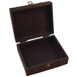 Wooden Vintage Lock Treasure Chest Jewelry Storage Box Case Organiser Ring Gift226Y