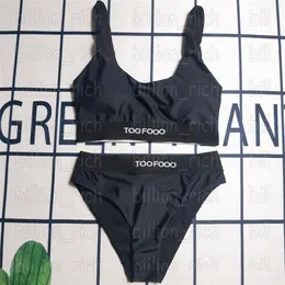 Mulheres de luxo biquinis swimwear designer praia sutiãs briefs conjunto preto sutiã esportivo calcinha sexy split backless swimsuit3113