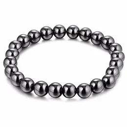 Schwarzes Hämatit 8mm Kugel Perlenmagnettherapie Armband Magnet Steinarmband Relief Arthritis Kopfschmerz Stress lindern Schmuck 271V