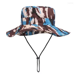 Berets Men Women Outdoor Sport Climbing Jungle Camouflage Travel Sunscreen Cap Unisex Summer Foldable Sun Wide Brim Fisherman Hat W68