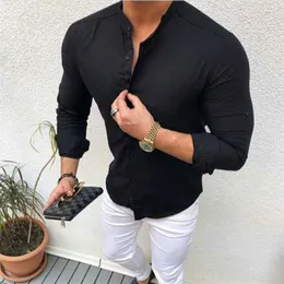 2020 NUOVI Uomini Camicia di Marca Maschile di Alta Qualità Camicie A Maniche Lunghe Casual Hit Camicetta Slim Fit Uomo Nero Camicie eleganti X12142257