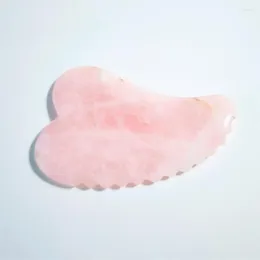 Dekorativa figurer växel hjärtformad GUA SHA -bräde med rosa roskvarts jade sten skrapande massageverktyg