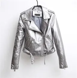 Women's Jackets Fashion Women Autumn Winter Faux Soft Leather Jackets Ladies PU Silver Black Pink Zippers Coats Motorcycle Outerwear 231013