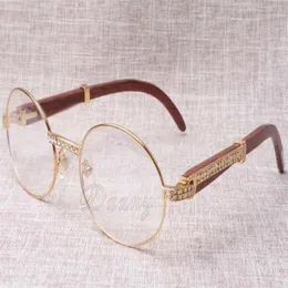 2019 New Diamond Round Sunglasses Cattle Horn Eyeglasses 7550178 Wood Men and women sunglasses glasess Eyewear Size 55-22-135mm151G