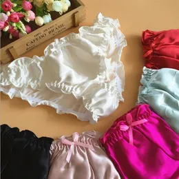 Moxeay Woman Silk Satin Ruffle trosor Underkläder Briefs Plus Size Ladies Satin Briefs Tanga Intimates Knickers Underpanties XXL259S