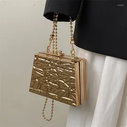Evening Bags Gold Color Women's PVC Box Bag Fashion Ball Metal Chain Shoulder Messenger Silver Acrylic Handbag
