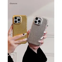 Gold and Silver Litchi Pattern Suitable for Iphone 15promax Apple 13 Phone Case 11/12 Premium Sense 14pro Leather Pattern