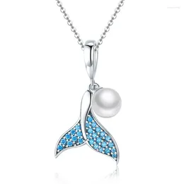 Ketten Mode Blau Zirkon Meerjungfrau Charme Anhänger Choker Halskette Für Mädchen Frauen Aussage Hochzeit Schmuck Dz669