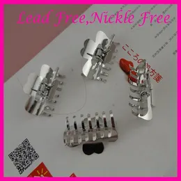 Hair Claw 10pcs Silver Finish 4 0cm Big Plain Metal Hair Claw Hairprips at Nickle Hair Association Clips G278E