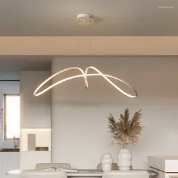 Lustres nórdicos borboleta fita em forma de alumínio mesa de jantar lustre cozinha sala de estar estudo suspensão LED luminária interior