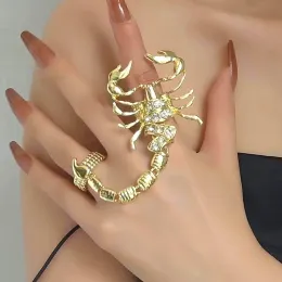 Retro exagerado brilhante zircão escorpião corrente pulseiras para mulheres masculino luxo ajustar anéis festa jóias nova tendência presente