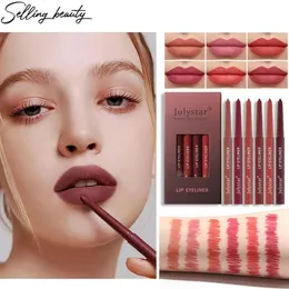 Lip Pencils 6 Pcs In Lipstick Pencil Set Waterproof Moisturizing Lipstick Pencil Matte Lip Gloss Rotating Lip Line Set Cosmetics Wholesale 231013