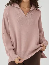 Frauen Pullover 2023 Winter Casual Lose frauen Pullover Einfarbig Zipper Stehen Hals Mode Neue Produkt frauen Strickwaren