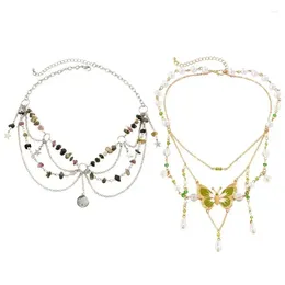 Ketten Mode Perlen Halsband Halsketten Bunte Schmetterling Anhänger Halskette Für Frauen Dropship