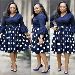 HGTE YENİ YAZ ZAMAN Moda tarzı Afrikalı Kadın Baskı Plus Boyut Polyester Elbise L-3XL 210304232N