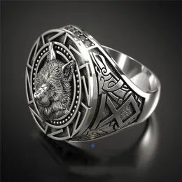 Trendy Retro Celtic Wolf Totem Band Rings Erkekler Viking Gotik Steampunk Oyma Hayvan Halkaları Moda Partisi Hediyesi AB867275R