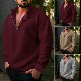 Sudaderas con capucha para hombre, suéter, Top elegante, forro polar con media cremallera, ropa informal cálida de moda para otoño/invierno, comodidad a prueba de frío para hombre