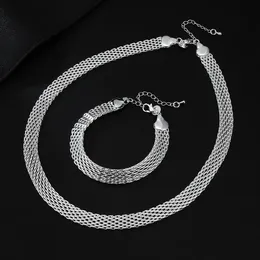 Hochzeits-Schmucksets aus 925er-Sterlingsilber, Kreativität, Netzkette, Armbänder, Halsketten für Frauen, Modedesigner, Party, Hochzeit, Schmucksets, Geschenk 231013