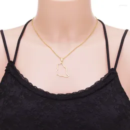 Pendant Necklaces Fashion Hollow-out Middle East Saudi Arabia Map Necklace Geometric Cutout KSA For Memorial Stainless Choker Jewelry