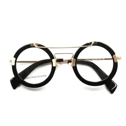 Модные оправы для солнцезащитных очков, оправа для оптических очков ручной работы, мужские и женские винтажные круглые ацетатные очки 1960-х годов, женские топ Qualit307B